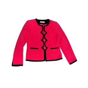 Women’s Vintage Kasper Pink Sun-Kissed w/ Black Trim Color Blazer Jacket Size 8